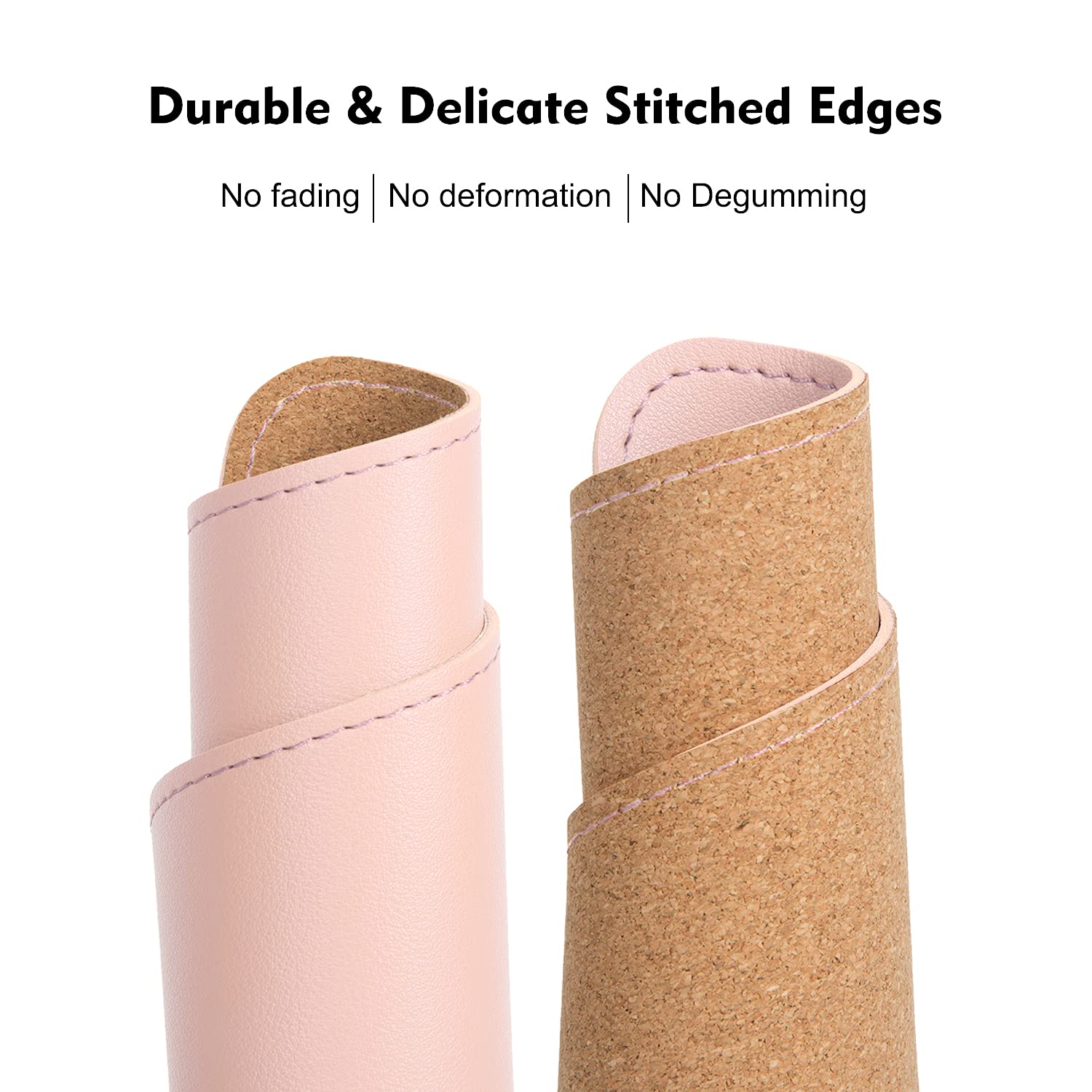 Premium Leather & Wood Double-Sided Mouse Pad with Stitched Edges - Non-Slip Desk Mat for Laptop, PC & Office Use - Includes Coaster (8