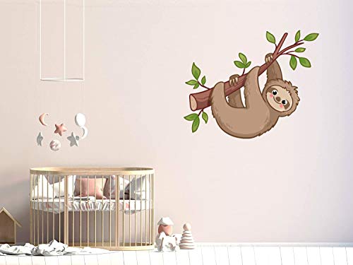 Cute Sloth Wall Decal for Kids Room - Animal Nursery Vinyl Sticker, Car Mural Art Decor LP9580 - Perfect for Baby Bedroom, Playroom & Vehicle Interior Decoration