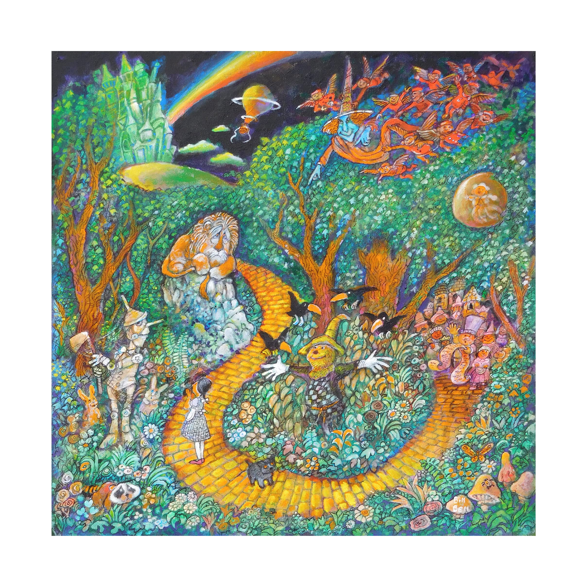 Trademark Fine Art 'Follow The Yellow Brick Road' Canvas Print by Bill Bell - Vintage Wizard of Oz Wall Decor for Living Room, Bedroom & Office