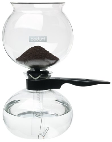 Bodum Pebo 34 oz Vacuum Insulated Coffee Maker - Heat Resistant Borosilicate Glass, Black - Perfect for Home Brewing, Office Use & Camping