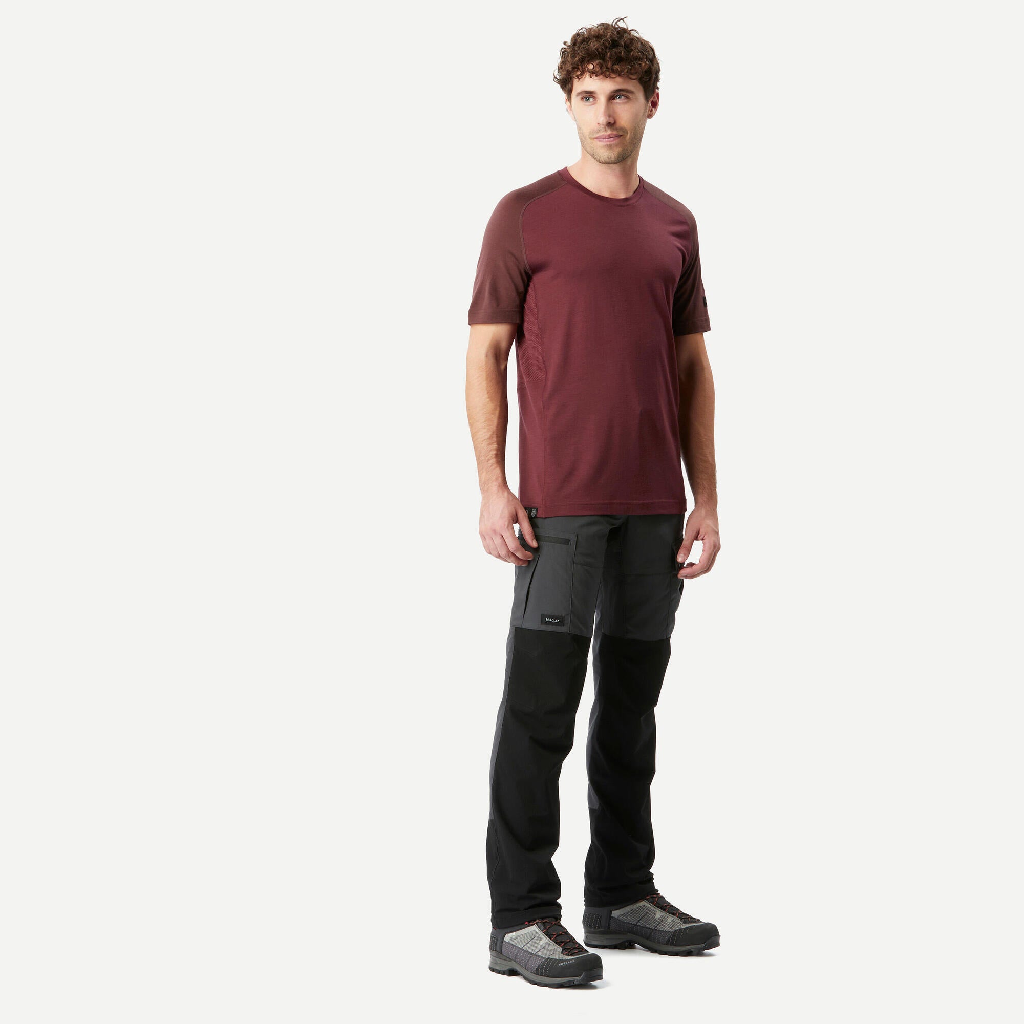 Forclaz Men's MT500 Merino Wool T-Shirt - Breathable & Odor-Resistant Hiking & Travel Base Layer for Outdoor Adventures