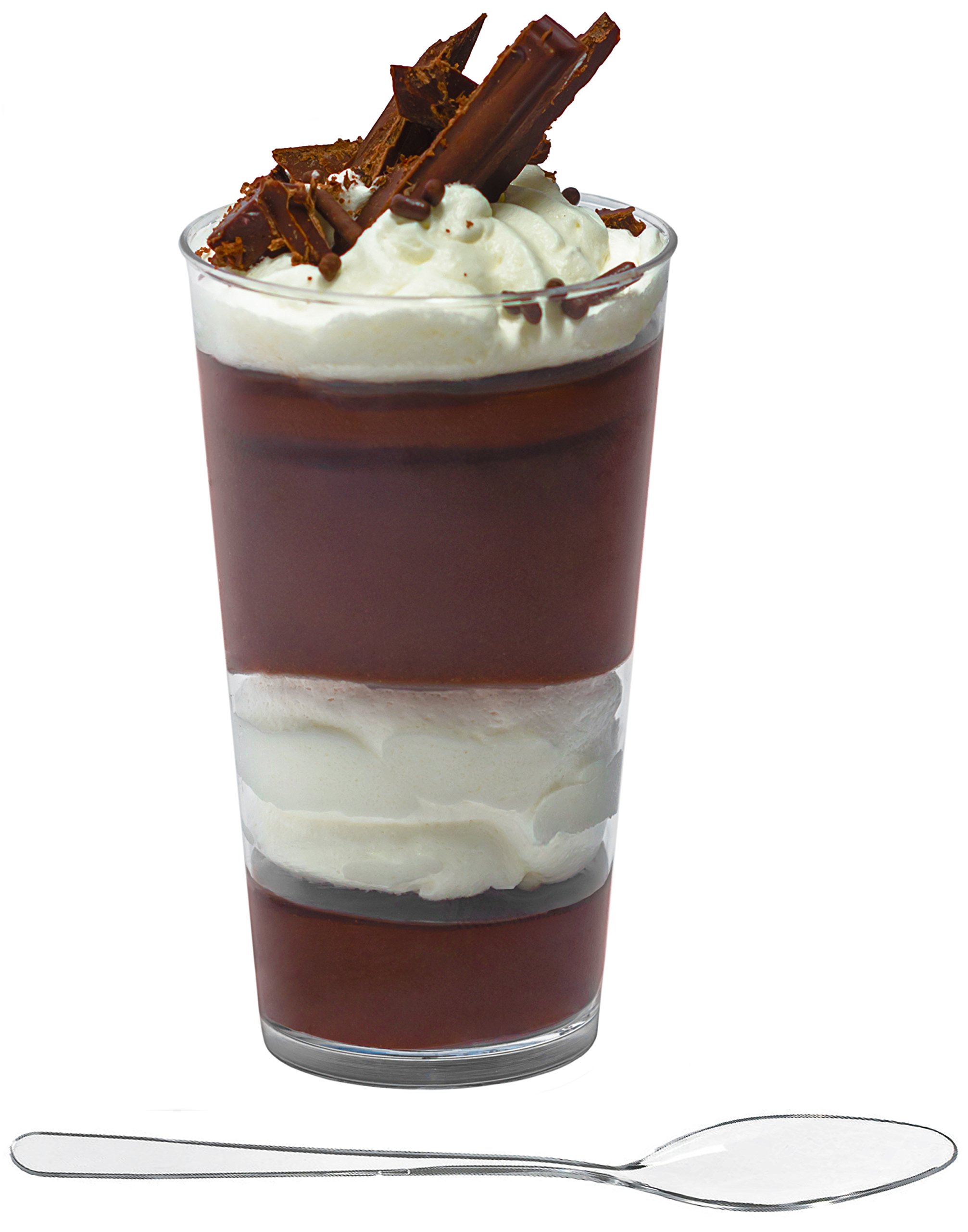 3 oz x 100 Count Disposable Plastic Dessert Cups with Spoons - Round Appetizer Bowls & Shot Glasses for Parties, Catering, and Events | Perfect for Ice Cream, Pudding, Jello, and Cocktail Serving | by ImpiriLux