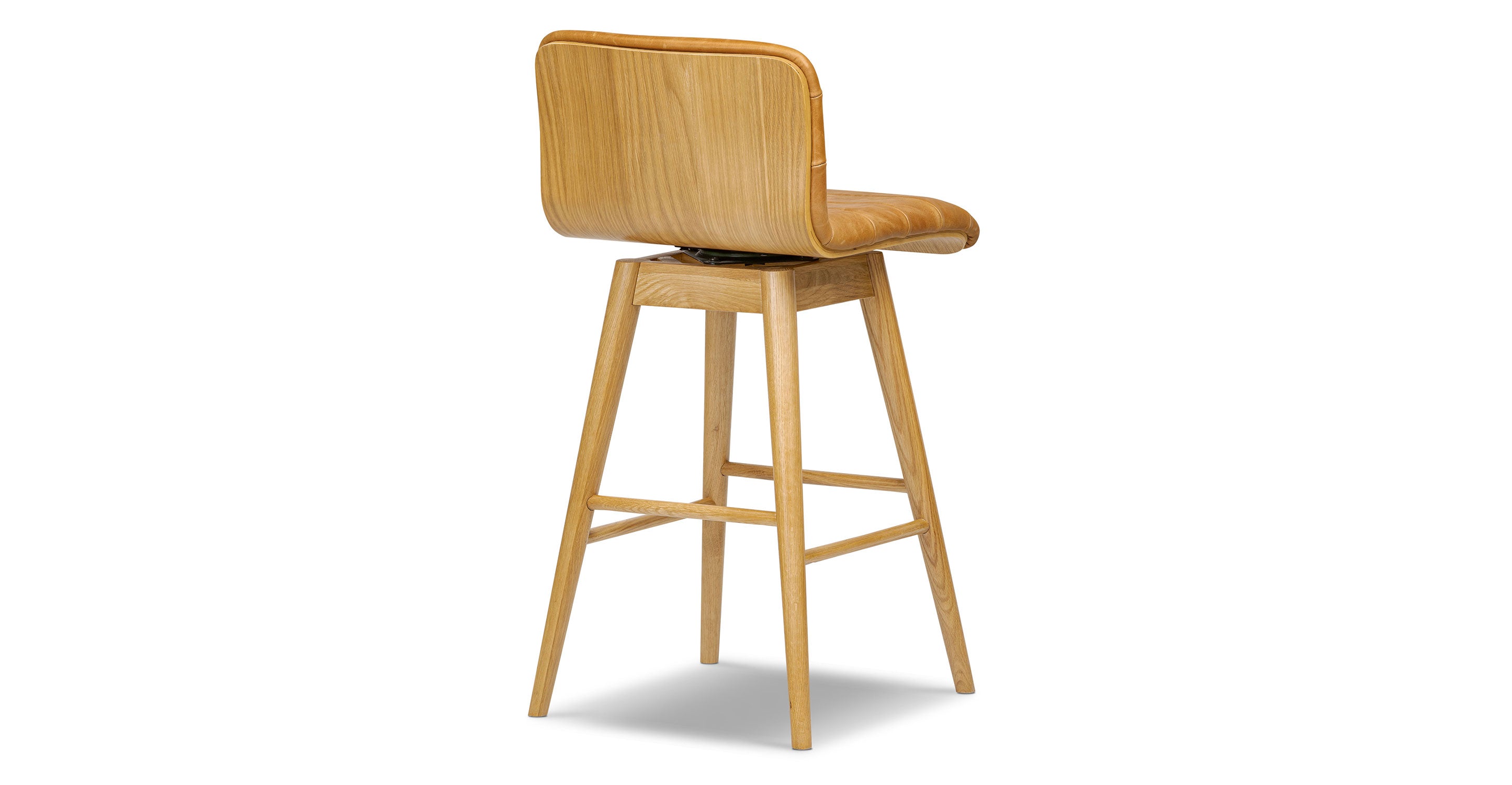 Bassano Genuine Leather Swivel Bar Stool - Adjustable Height Counter Stool for Kitchen Island, Dining Room & Home Bar - Modern & Comfortable Seating
