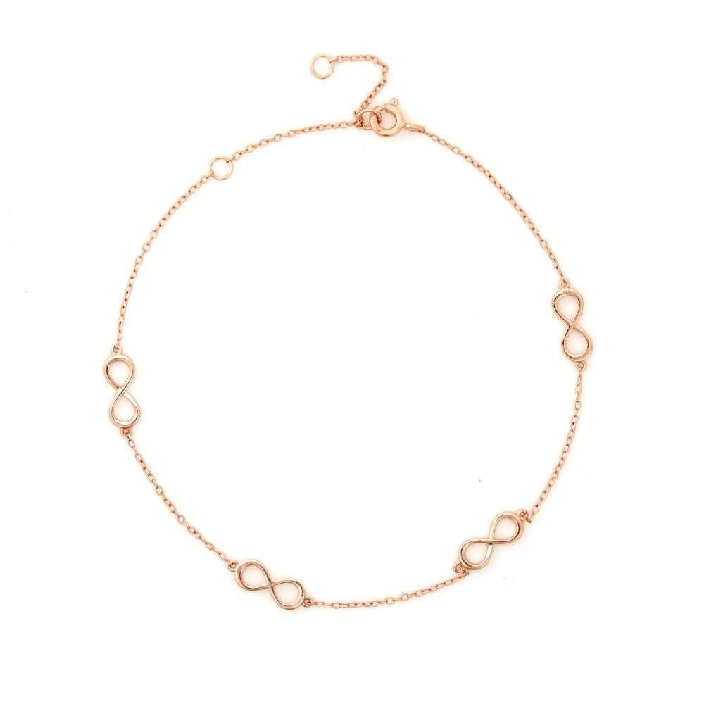 EVE'S ADDICTION Women's Rose Gold Infinity Anklet - Dainty Adjustable Ankle Bracelet for Mom, Wife, Girlfriend - Perfect Gift for Birthday, Anniversary, Valentine's Day - Wear with Sandals or Summer Outfits