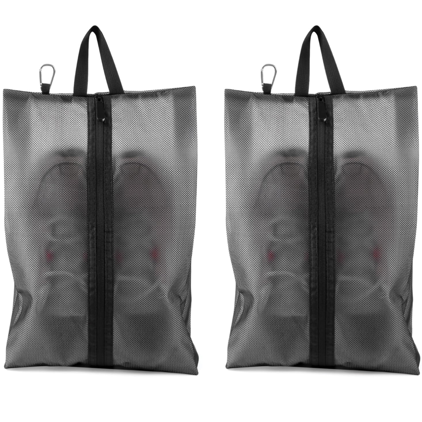 2 Pack Waterproof Shoe Bags for Travel & Storage - Large Zippered Sneaker Dust Bags for Men & Women - Perfect for Golf Shoes, Gym, Airplane Packing & Organization (Black, X-Large)