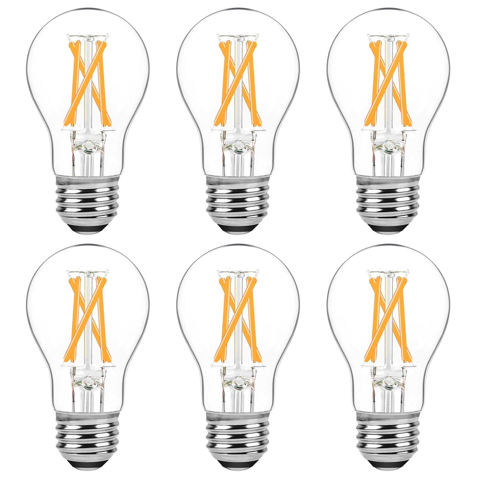 6-Pack Dimmable E26 LED Edison Bulbs - 60W Equivalent, 6W A15 2700K Warm White Vintage Light Bulbs (600LM) - Perfect for Ceiling Fans, Appliances, Refrigerators & Retro Home Decor Lighting