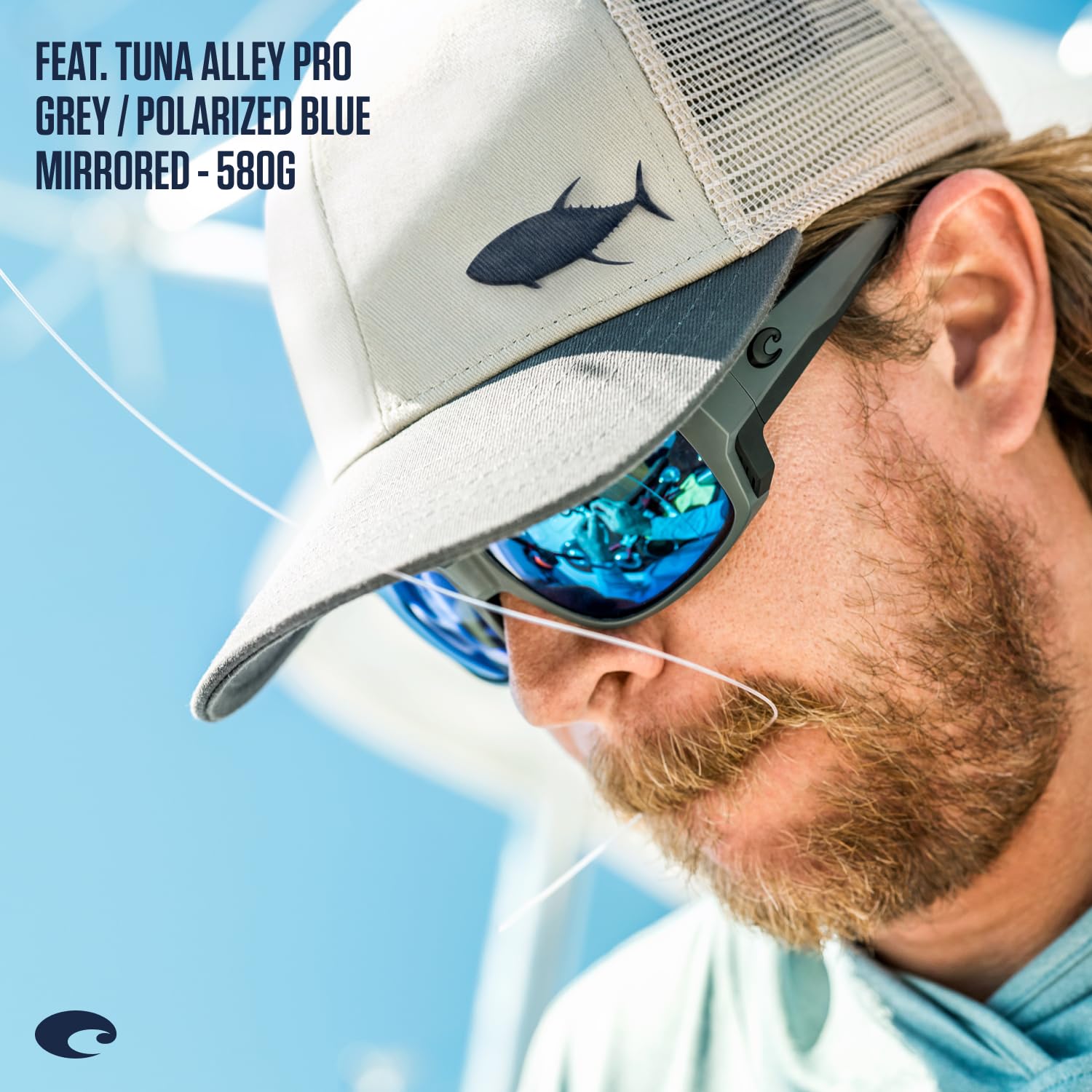 Costa Del Mar Tuna Alley Pro Polarized Sunglasses for Men - UV Protection Fishing & Outdoor Sports Sunglasses - Perfect for Boating, Beach, and Driving
