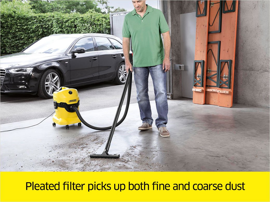 Karcher WD 4 5.3 Gallon Wet Dry Vacuum Cleaner with Attachments - Powerful Multi-Purpose Shop Vac for Home, Garage, Workshop & Car Cleaning