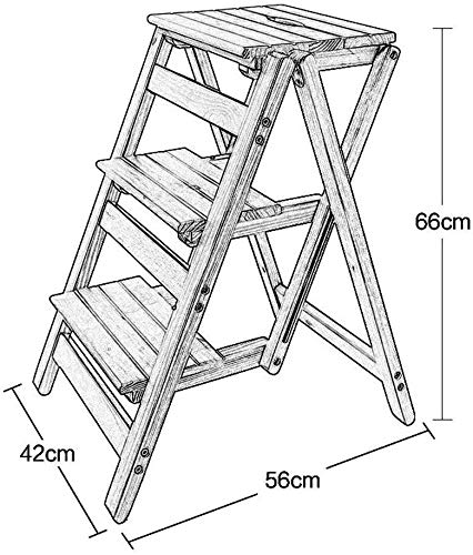 NEVKA Foldable Step Stool - Wooden Multifunctional Ladder Stool for Kitchen, Office & Library - Compact Folding Step Stool with Non-Slip Surface (Perfect for Reaching High Shelves, Home Organization & DIY Projects)