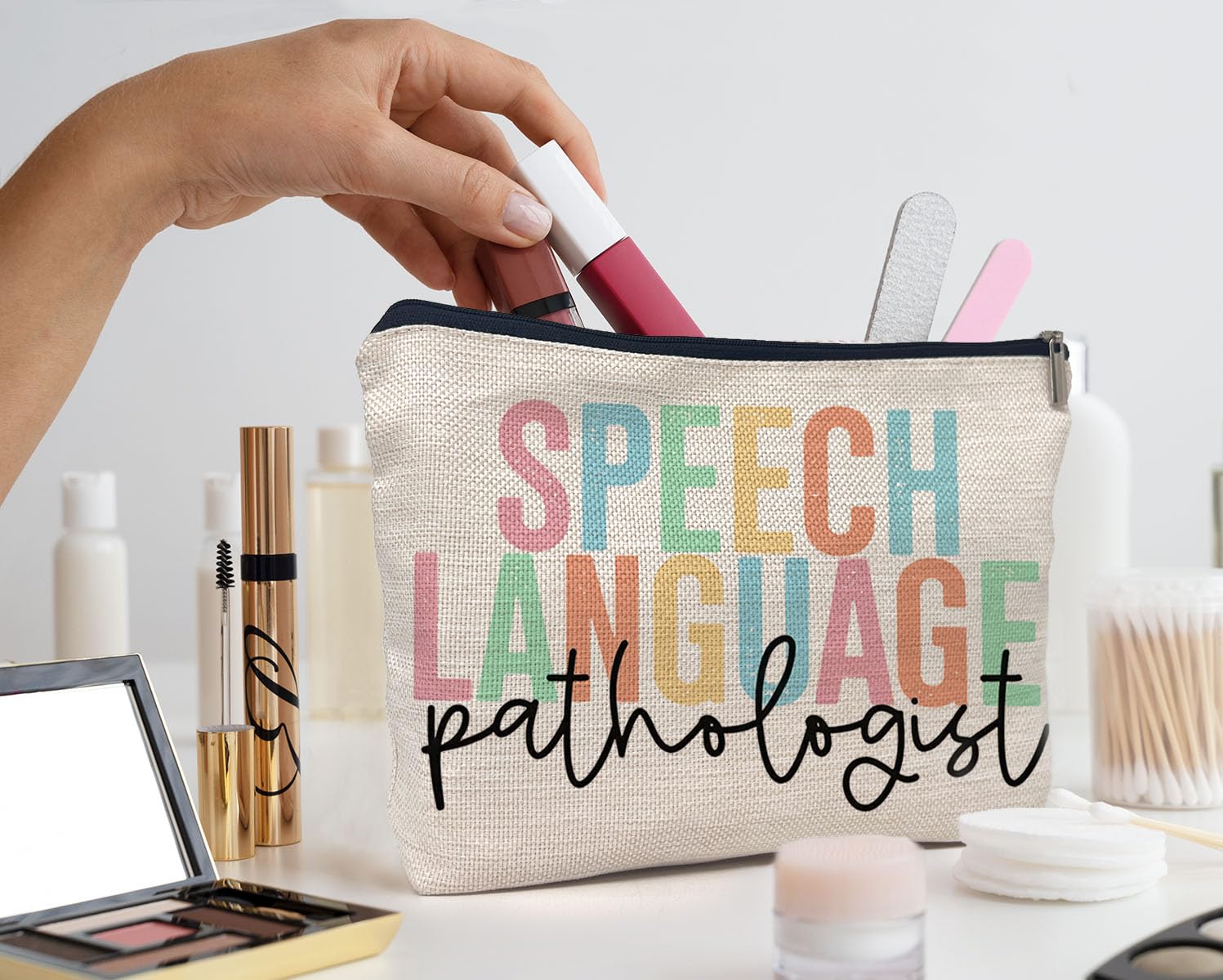 Speech Language Pathologist Makeup Bag - IWXYI SLP Gift Zipper Pouch for Travel & Toiletry | Perfect for Therapists, Students & Healthcare Professionals