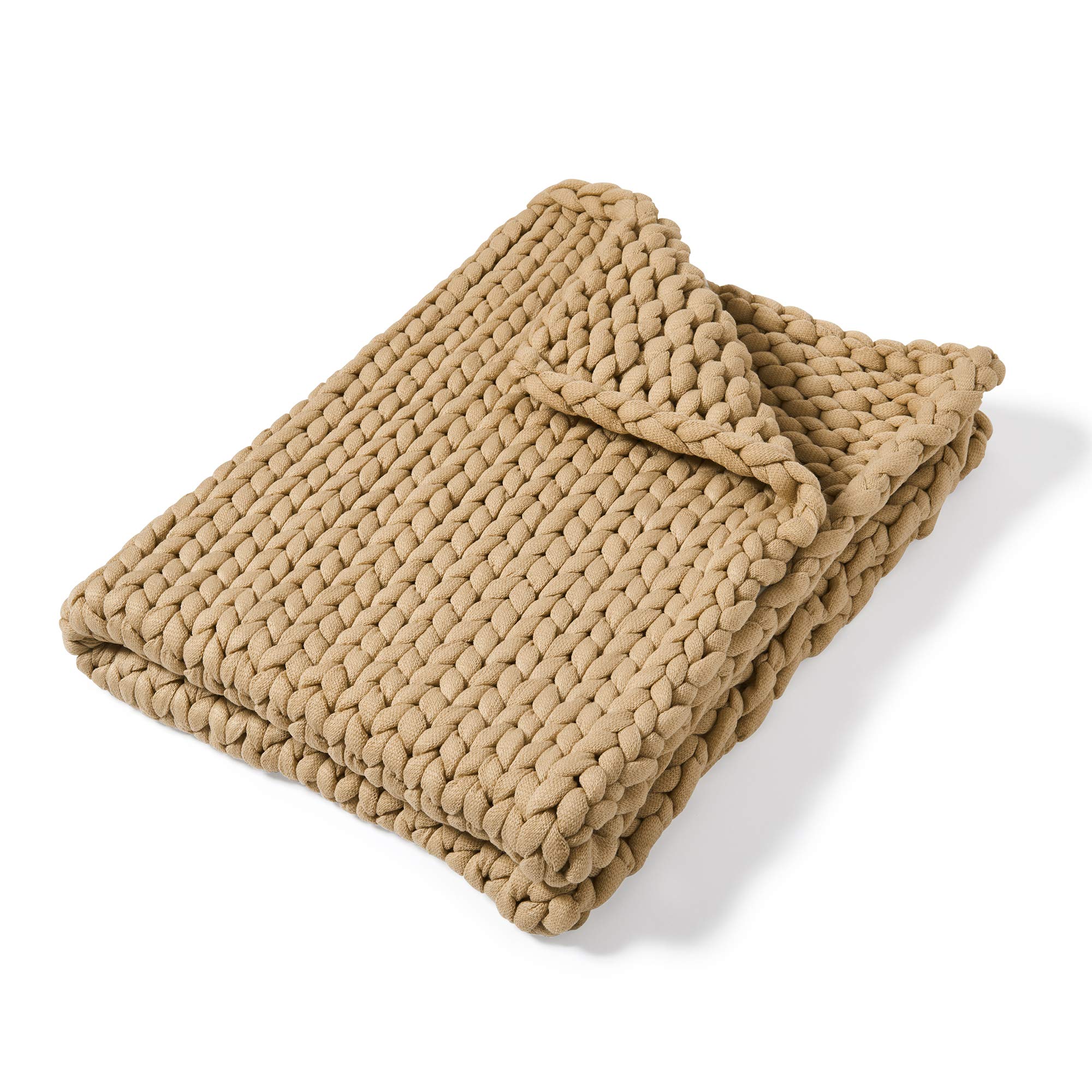 Donna Sharp Chunky Knit Taupe Throw Blanket - Oversized Loop Pattern Contemporary Decorative Blanket for Sofa, Bed & Cozy Home Decor