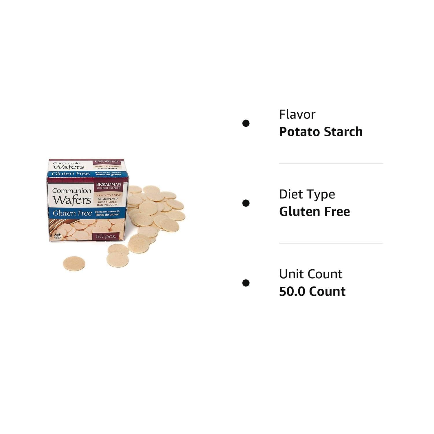 Broadman Church Supplies Gluten Free Communion Wafers - 50 Count Pack for Holy Eucharist & Church Services