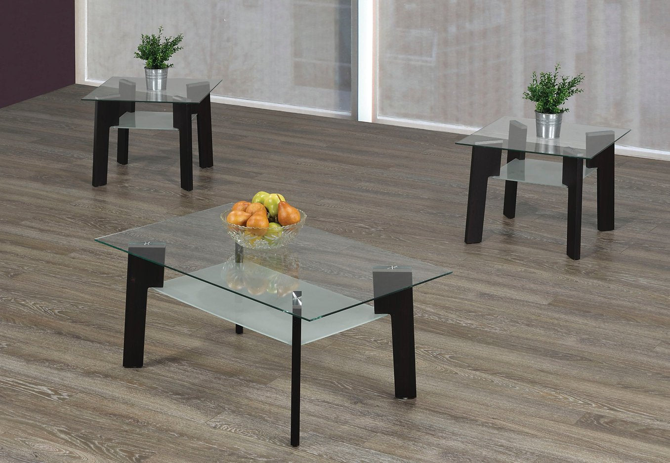 Modern Minimalist Glass Coffee Table Set - Sleek Angular Design for Living Room, Lounge & Office Decor