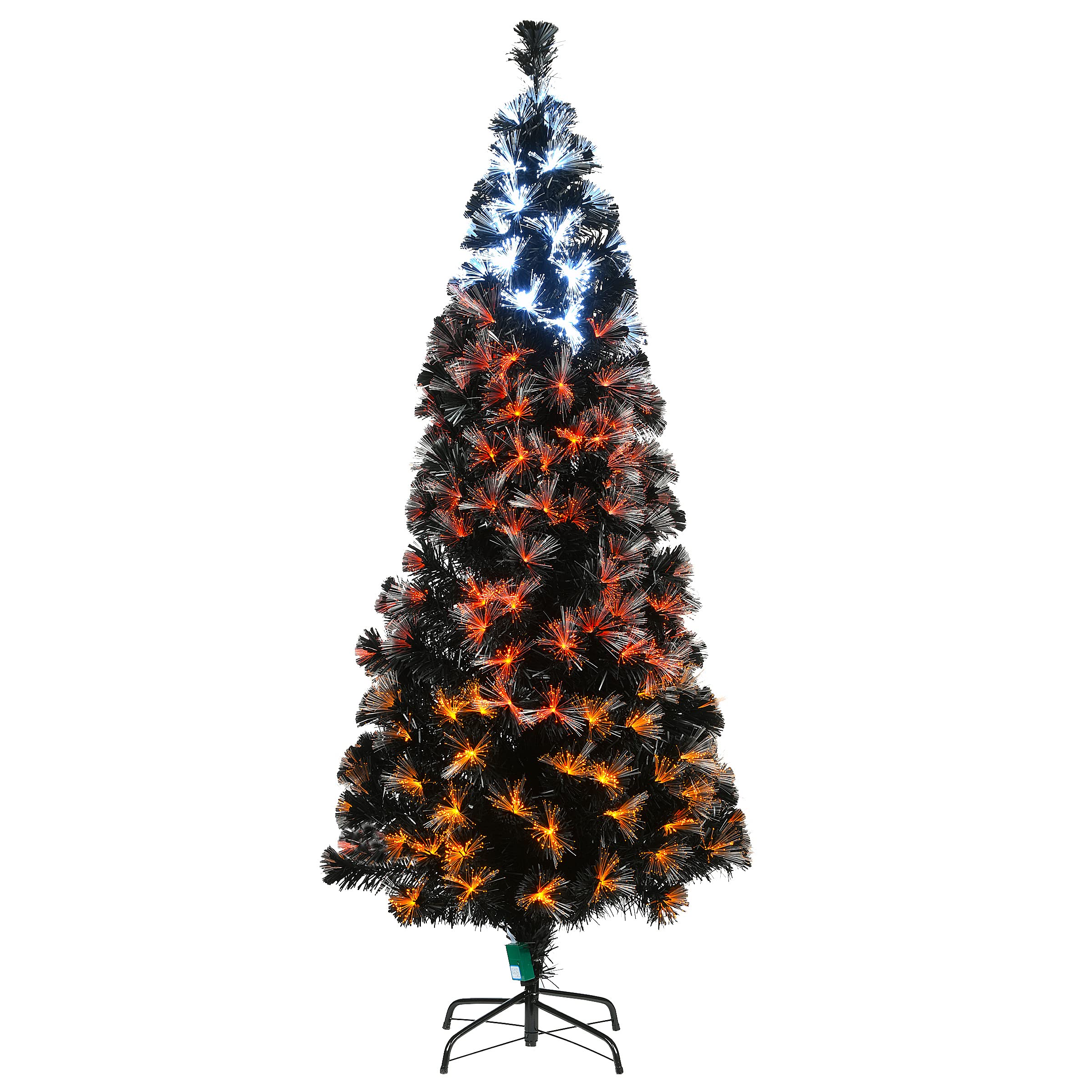 6 ft Black Fiber Optic Christmas Tree with Multicolor Candy Corn Lights - Perfect for Halloween, Thanksgiving & Holiday Home Decor
