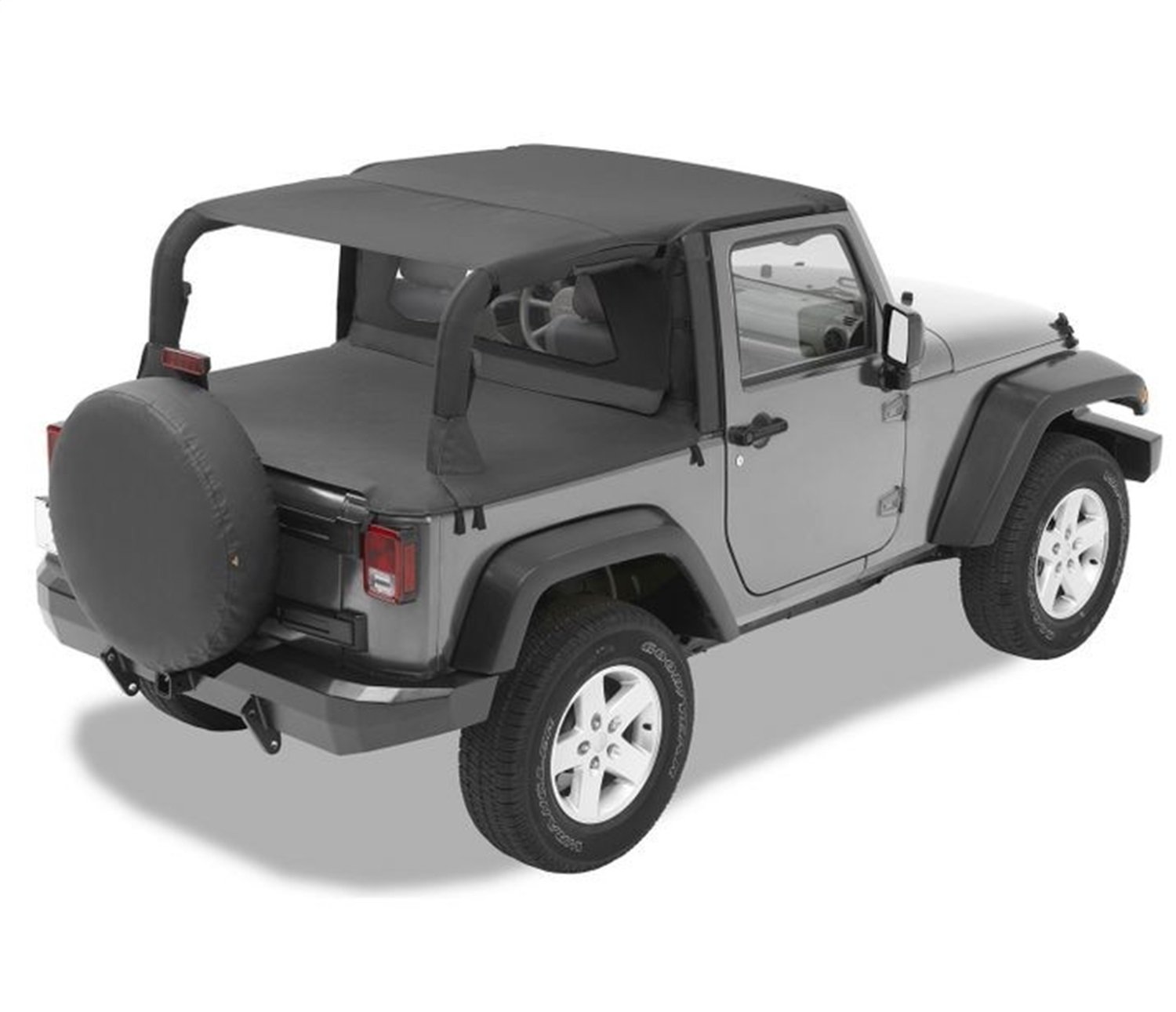 Bestop 5258535 Black Diamond Safari-Style Bikini Top for 2007-2009 Jeep Wrangler JK 2-Door - Convertible Soft Top Replacement for Summer Off-Road Adventures & Beach Driving