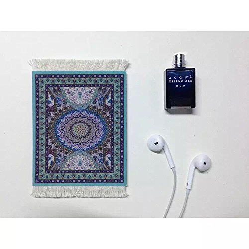 Persian Style Carpet Mouse Pad - Blue Heart Design, Non-Slip Ergonomic Desk Mat for Office & Gaming, Traditional Oriental Rug Pattern Computer Accessory for Home & Workspace Decor