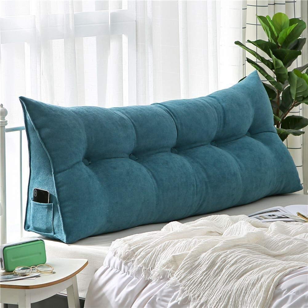 Adjustable Triangle Headboard Reading Pillow - Detachable Backrest Cushion for Bed, Sofa & Tatami (Dark Blue, 60cm) - Perfect for Reading, Relaxing & Lounging in Bed or Living Room