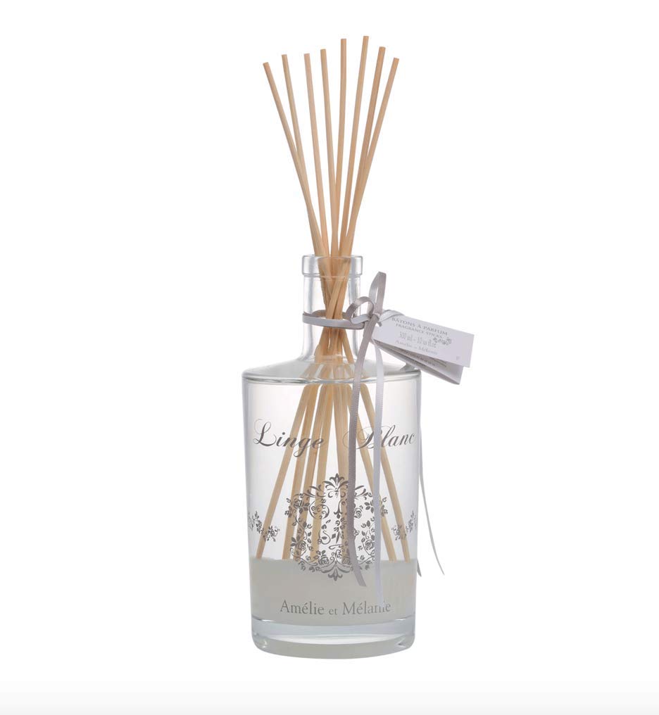 Amélie et Mélanie White Linen Scented Reed Diffuser 300ml - Home Fragrance Oil for Living Room, Bedroom & Office Aromatherapy