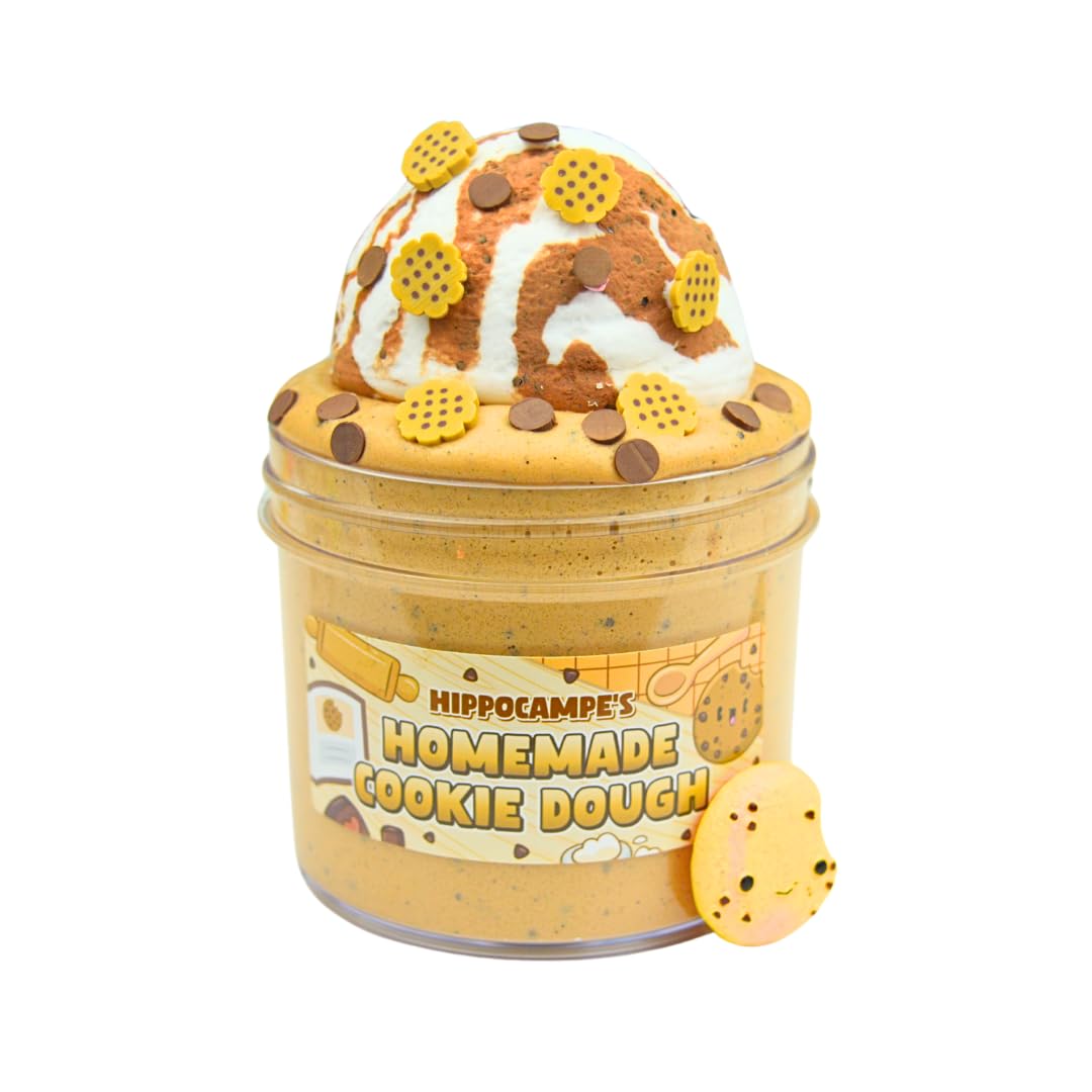 Scented Cookie Dough Ice Cream Slime - 4oz Handmade Sensory Play Slime for Stress Relief & Fun by Hippocampe Slimes | Perfect for Kids Play, DIY Crafts & Relaxation Therapy