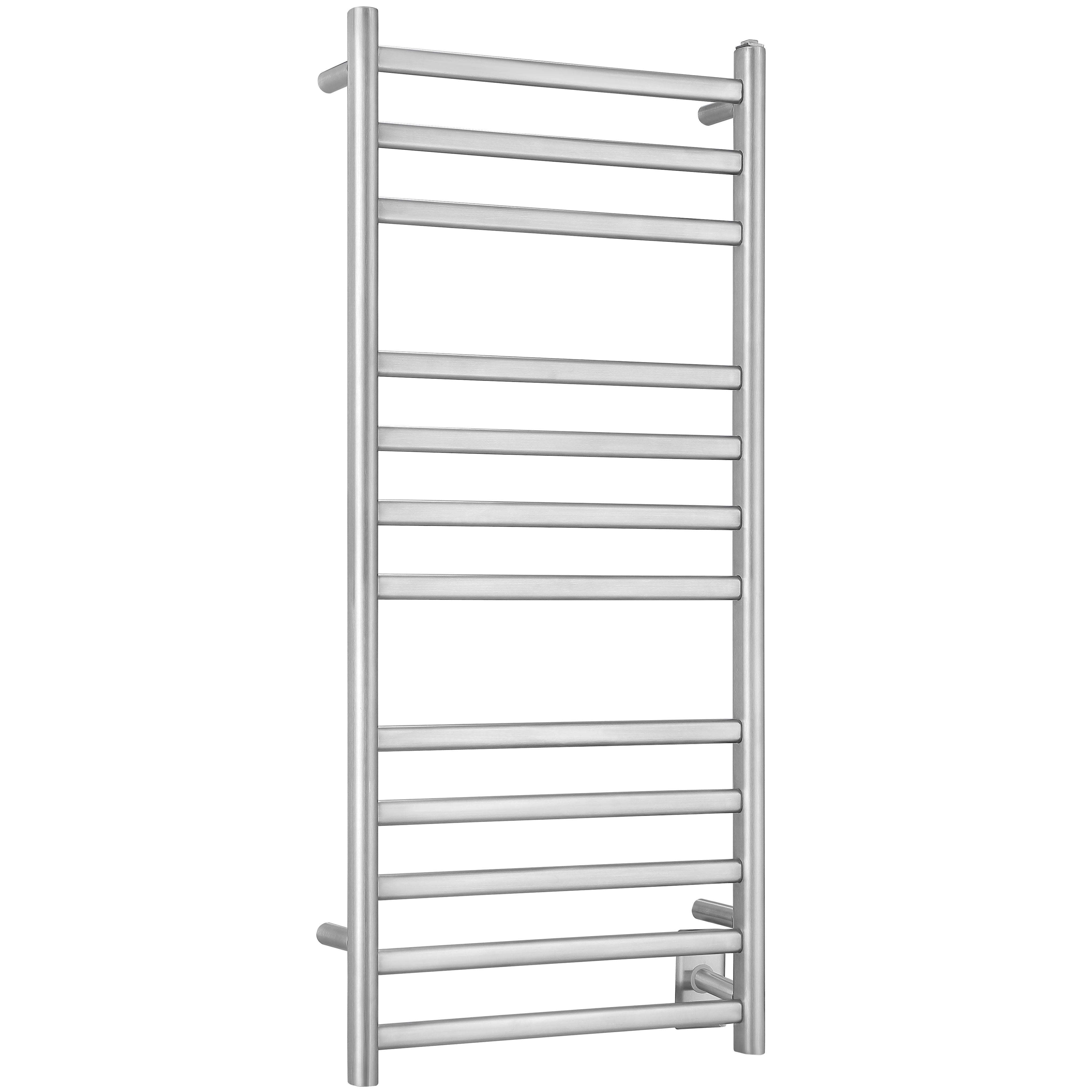 Prima Dual XL 12 Bar Hardwired & Plug-In Electric Towel Warmer - Brushed Stainless Steel - Perfect for Bathrooms, Spas & Luxury Homes