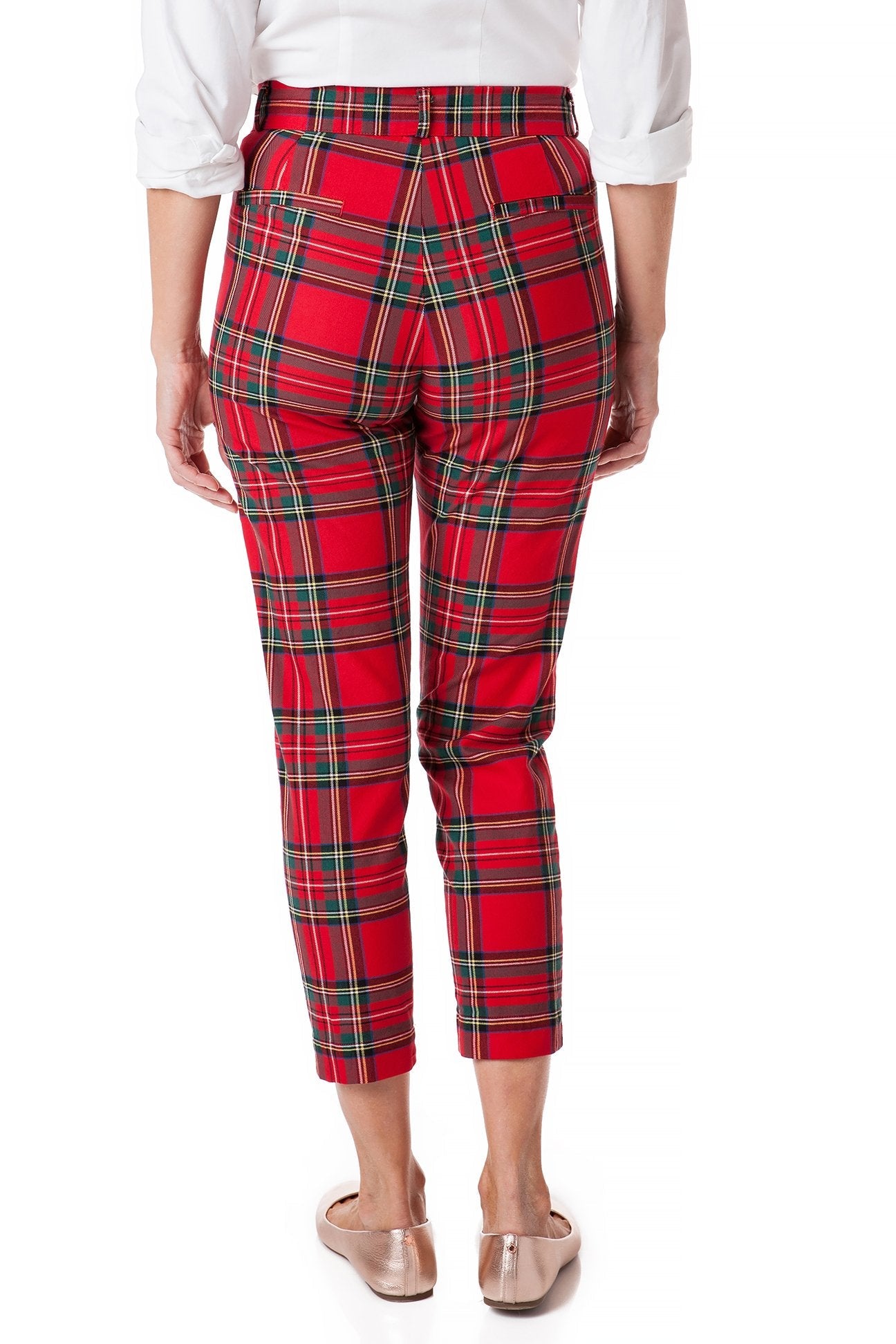 Stretch Twill Royal Stewart Tartan Plaid Ankle Capri Pants - Comfortable & Stylish for Casual Wear, Office & Travel