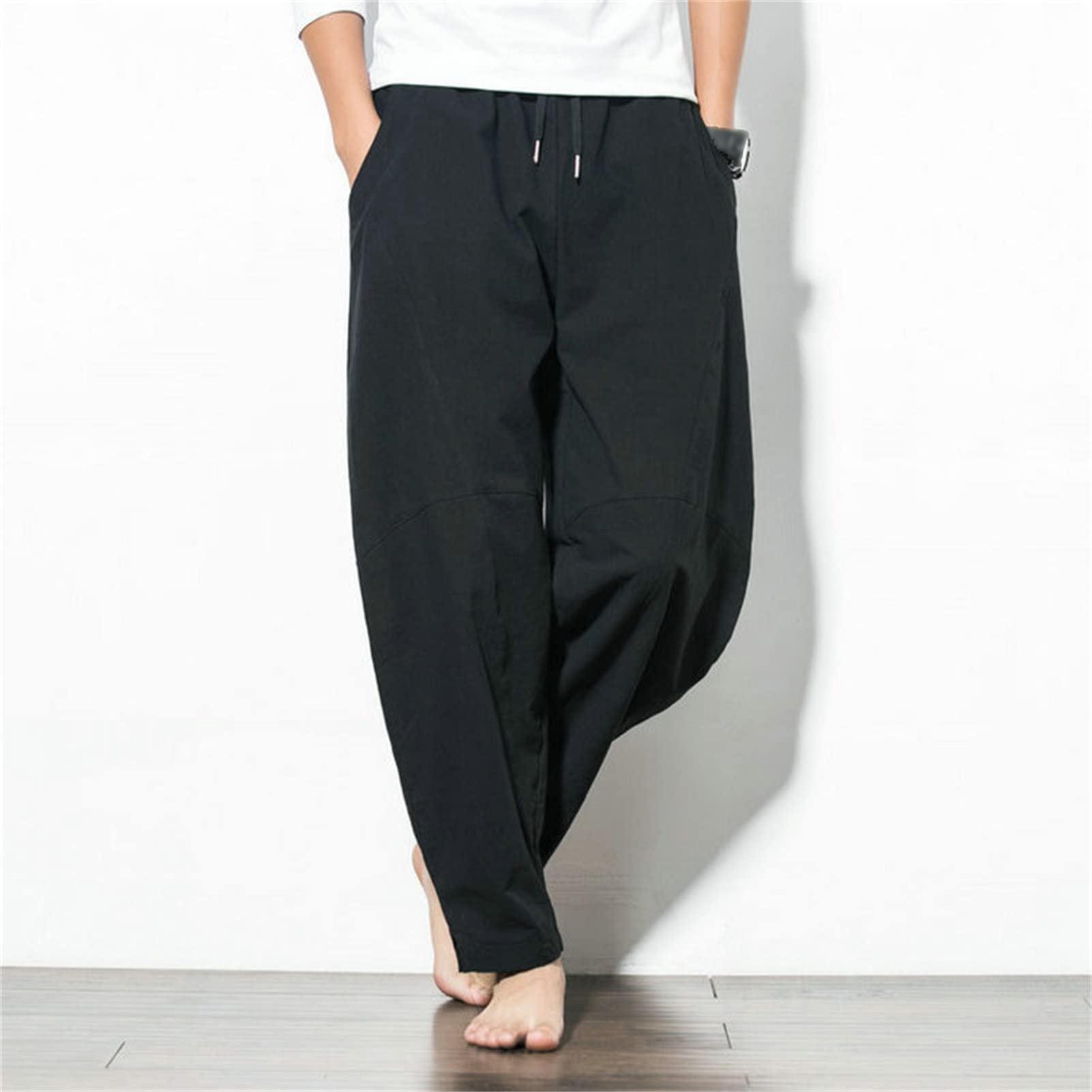 **Maiyifu-GJ Men's Hippie Harem Pants - Baggy Hip Hop Yoga Joggers Sweatpants with Elastic Waistband & Drop Crotch - Loose Fit for Casual, Streetwear & Lounge Wear**    *(Perfect for Yoga, Hip Hop Dance, Relaxing at Home, or Street Fashion)*
