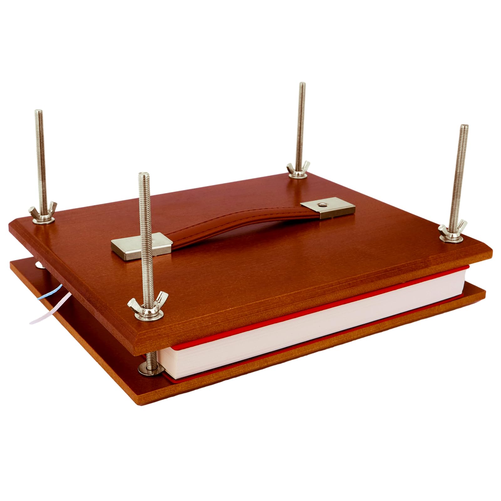 Wooden Book Press for Bookbinding - Portable DIY Book Binding Machine Kit (9.8x7.87 Inch, Brown) - Perfect for Handmade Books, Scrapbooking & Flower Pressing Crafts