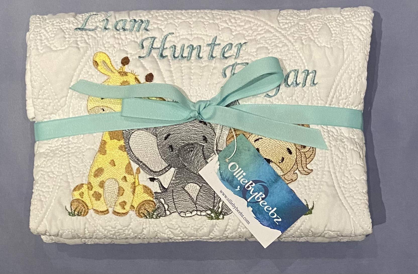 Personalized Baby Blanket - Custom Monogrammed & Embroidered Baby Quilt for Boys & Girls - Soft Nursery Blanket with Cute Animal Designs - Perfect Baby Shower Gift & Newborn Essentials for Crib, Stroller & Travel