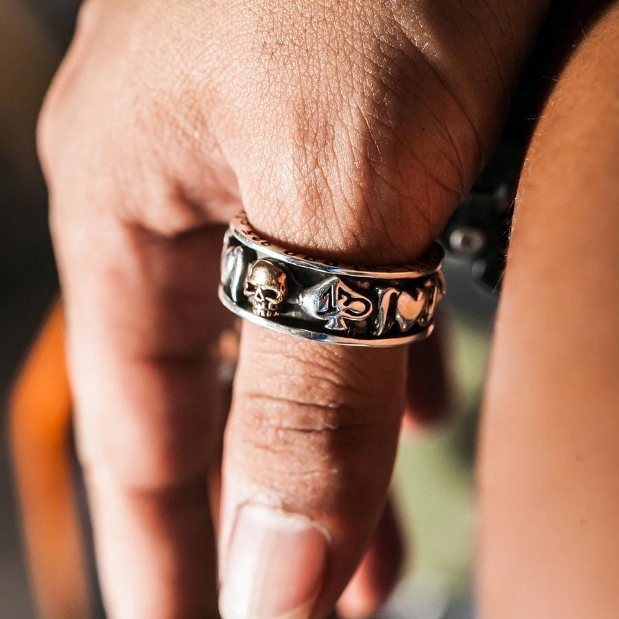 Gothic Skull Spinning Ring for Men & Women - 925 Sterling Silver Jewelry - Perfect for Halloween, Punk Fashion & Gothic Style Accessories