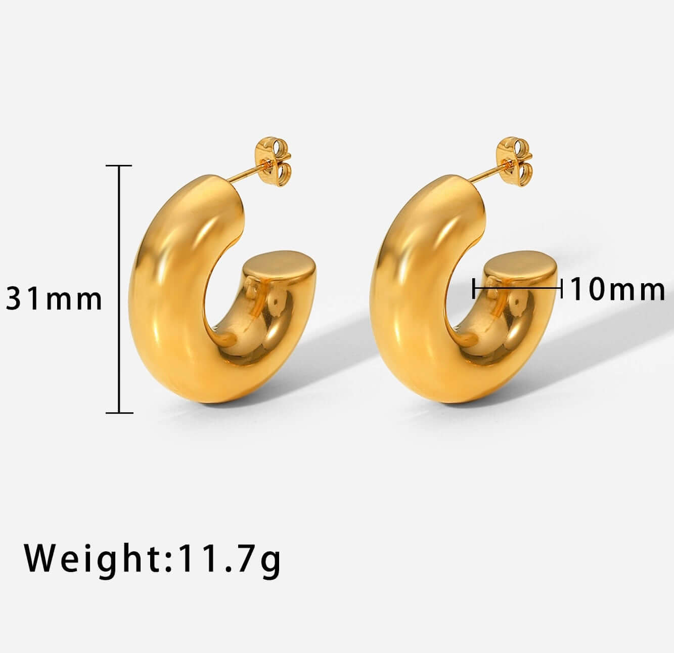 18K Gold Plated Bold Fat Thick Hoop Earrings for Women | Chunky Statement Hoops | JDE897 | Perfect for Parties, Weddings & Everyday Wear