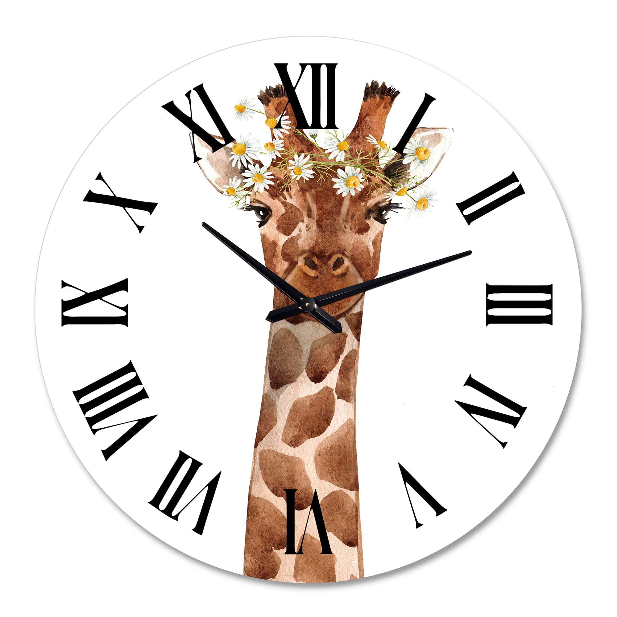 Farmhouse Wall Clock - Large Animal Themed 'Portrait of A Giraffe XI' for Bedroom Decor | Rustic Home & Office Wall Art | Perfect for Living Room, Nursery, or Country Style Interior Design
