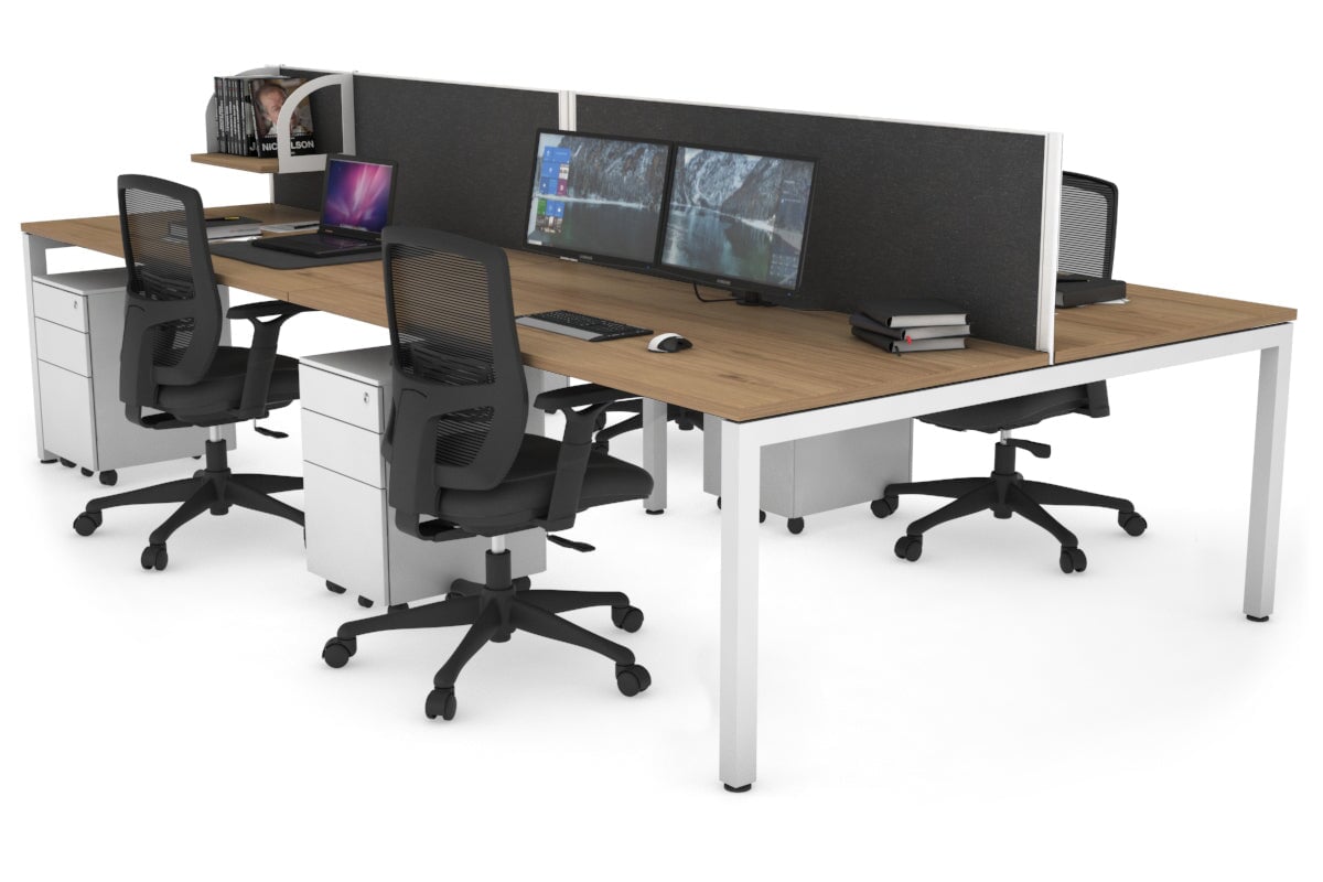 4-Person Office Workstation with Quadro Square Legs - 1800L x 800W Desk with Cable Management Scallop | Perfect for Collaborative Workspaces & Open Office Environments