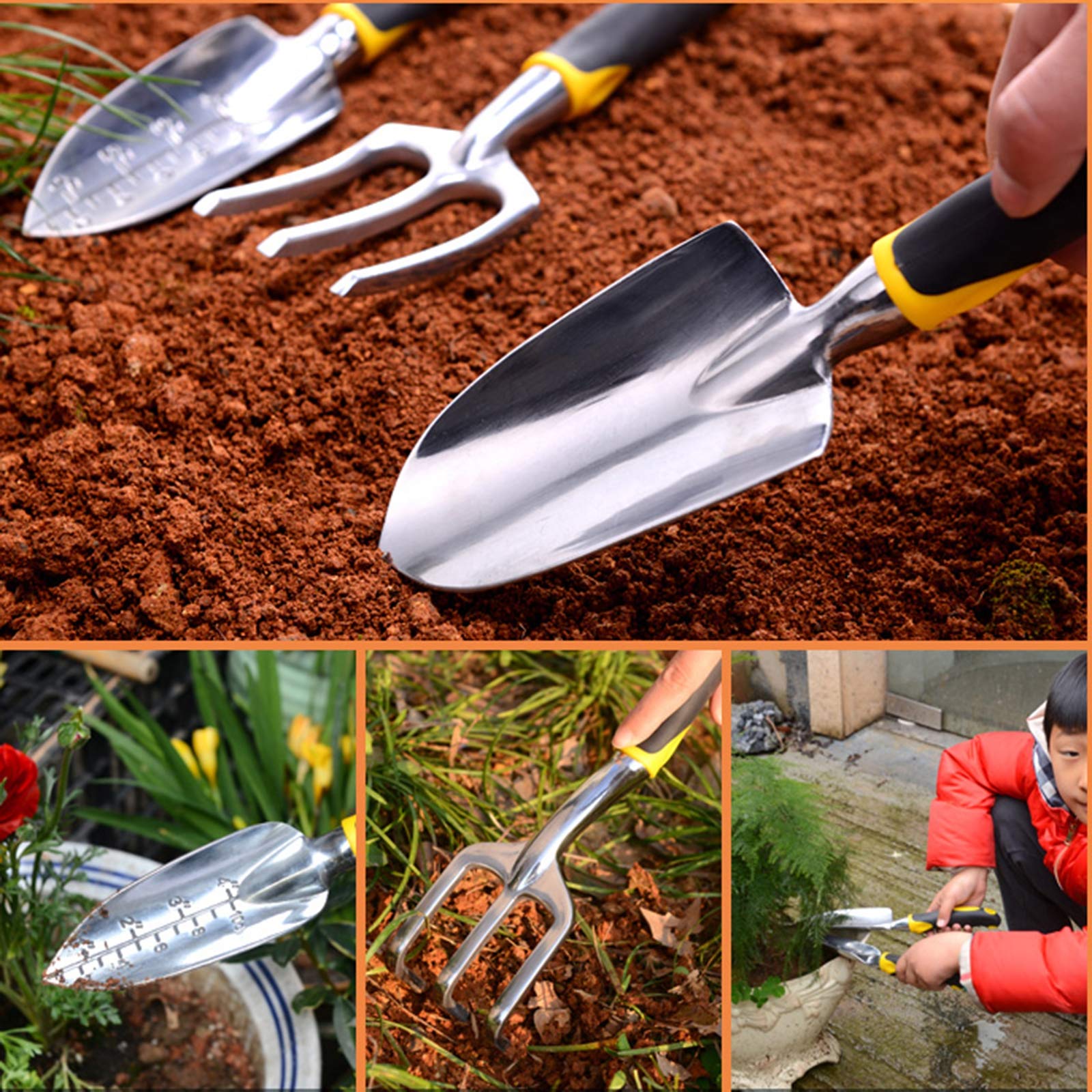 5-Piece Gardening Tool Set with Scoop, Rake, Hand Shovel & Transplanting Tools - Durable Garden Supplies for Planting, Weeding & Landscaping | Perfect for Home Gardeners & Professional Landscapers