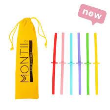 MontiiCo Reusable MINI Straws with Silicone Stoppers - Eco-Friendly Drinking Straws for Kids, Smoothies, Cocktails & Travel - BPA Free, Dishwasher Safe