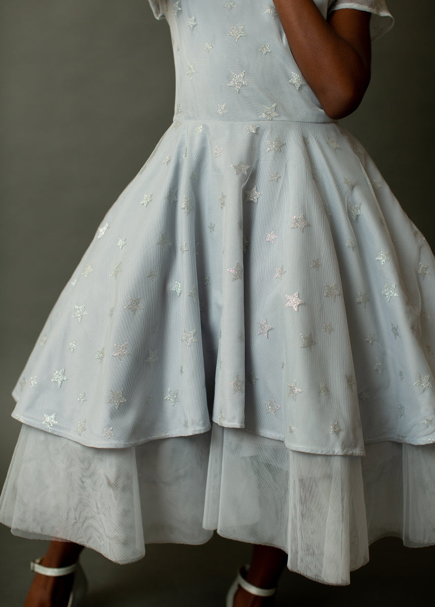Annalise Dress in Barely Blue - Elegant Flowy Midi Dress for Women | Perfect for Weddings, Parties & Special Occasions