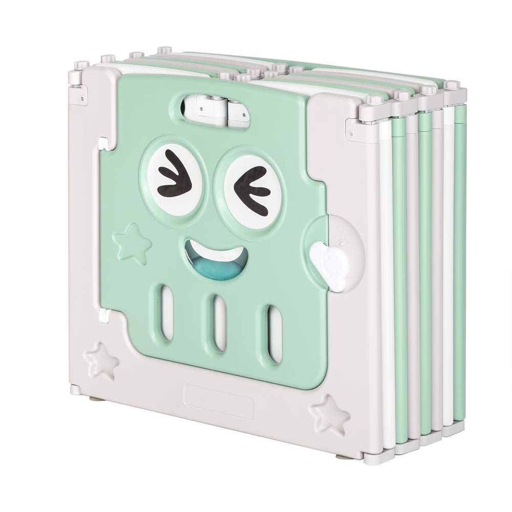 Foldable 14-Panel Baby Playpen - Portable Safety Play Yard with HDPE Material for Indoor & Outdoor Use - Perfect for Playtime, Naptime, and Child Safety at Home or Travel