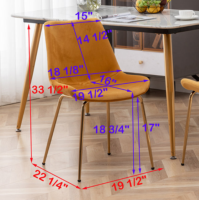 Roundhill Furniture Aufurr Modern Velvet Dining Chairs, Set of 2 - Mid-Century Style Upholstered Side Chairs for Dining Room, Kitchen, or Office