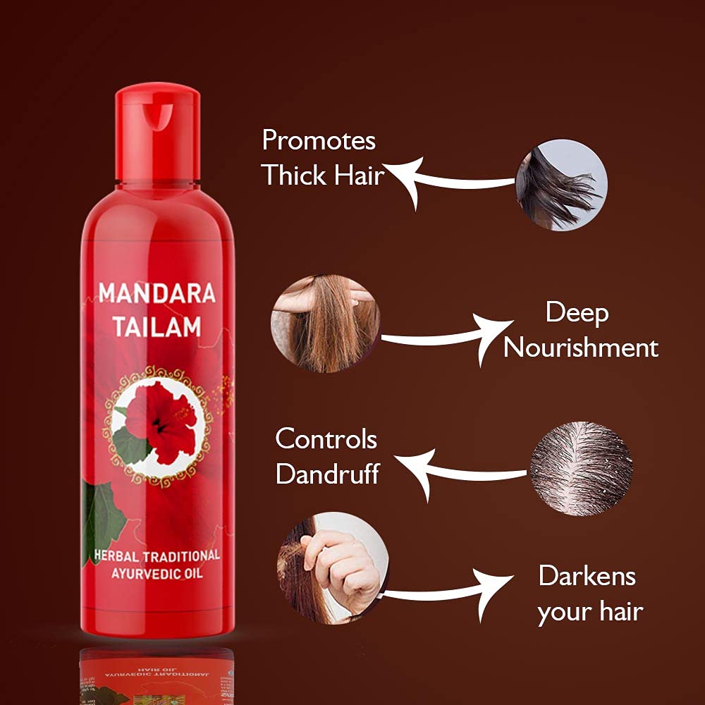 Bello Mandara Hibiscus Hair Oil 100ml (Pack of 2) - Promotes Hair Growth, Thickens & Softens Hair, Reduces Frizz - Perfect for Daily Hair Care & Scalp Treatment