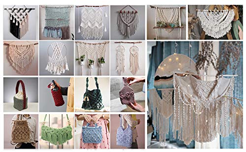 3mm 110Yards Natural Macrame Cotton Cord with Wooden Beads, Rings & Sticks - DIY Knitting Crafts, Wall Hanging, Plant Hangers, Home Decor - Perfect for Handmade Jewelry, Boho Home Decor & Gift Making