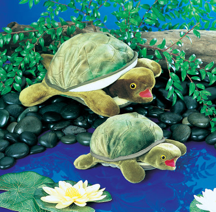 Folkmanis Baby Turtle Hand Puppet - Soft Plush Stuffed Animal Toy for Kids, Storytelling & Imaginative Play - Perfect for Classroom, Nursery & Interactive Playtime