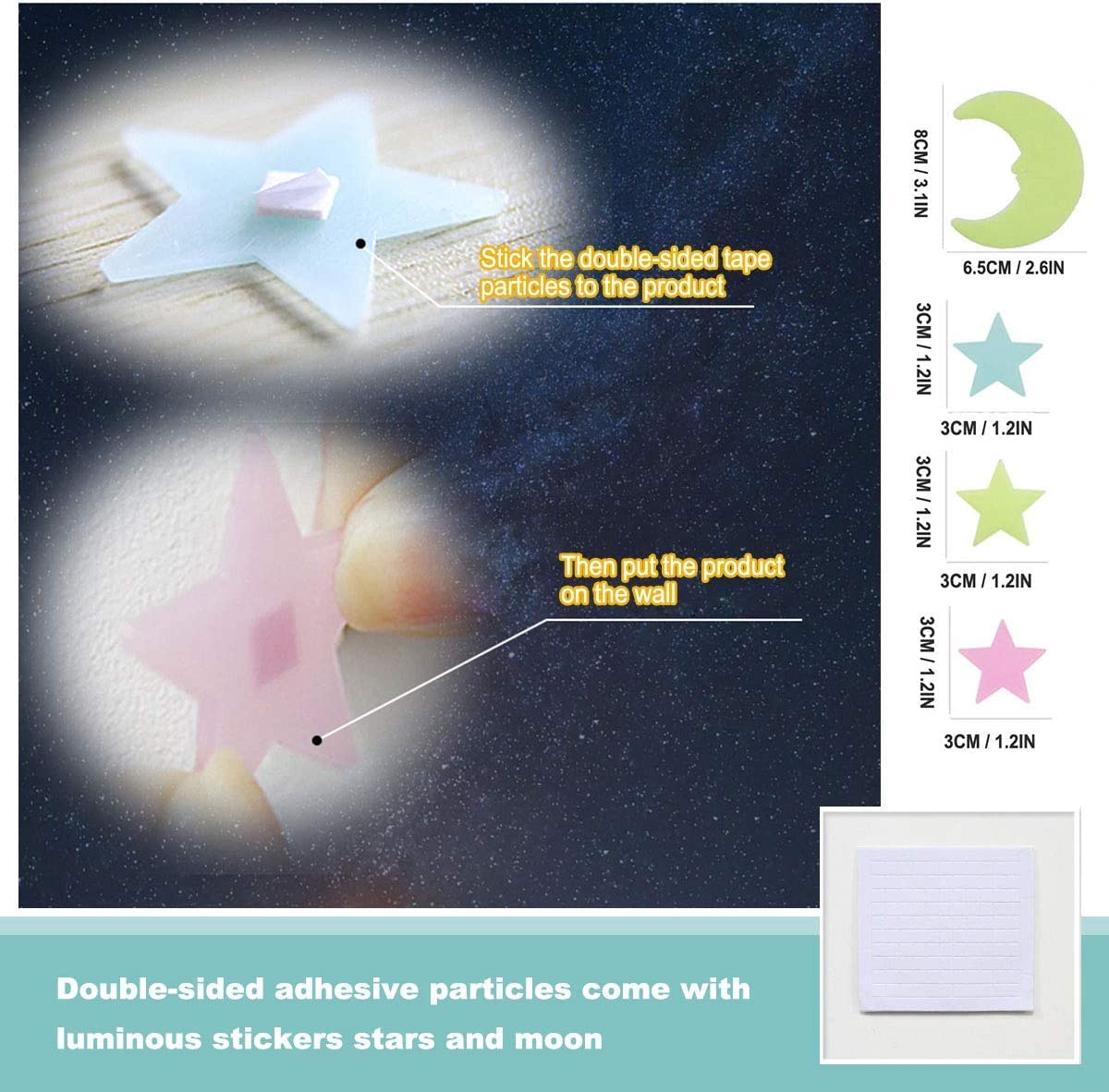 Galaxy Wolf Wall Decal & Glow in the Dark Moon Star Stickers - Space Themed Room Decor for Teens & Kids Bedroom, Nursery, Dorm - Self-Adhesive Removable Wall Art Murals