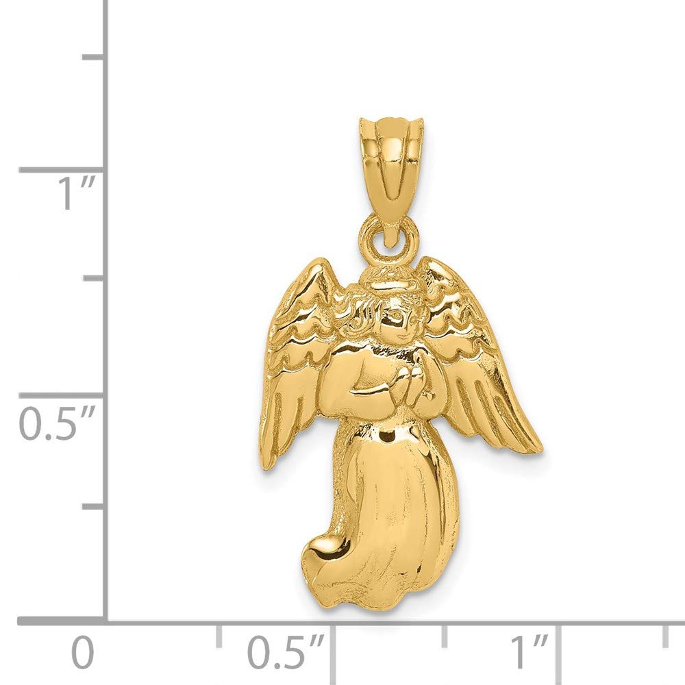 14k Yellow Gold Angel Pendant - Elegant Prayer Jewelry for Gifts & Faith