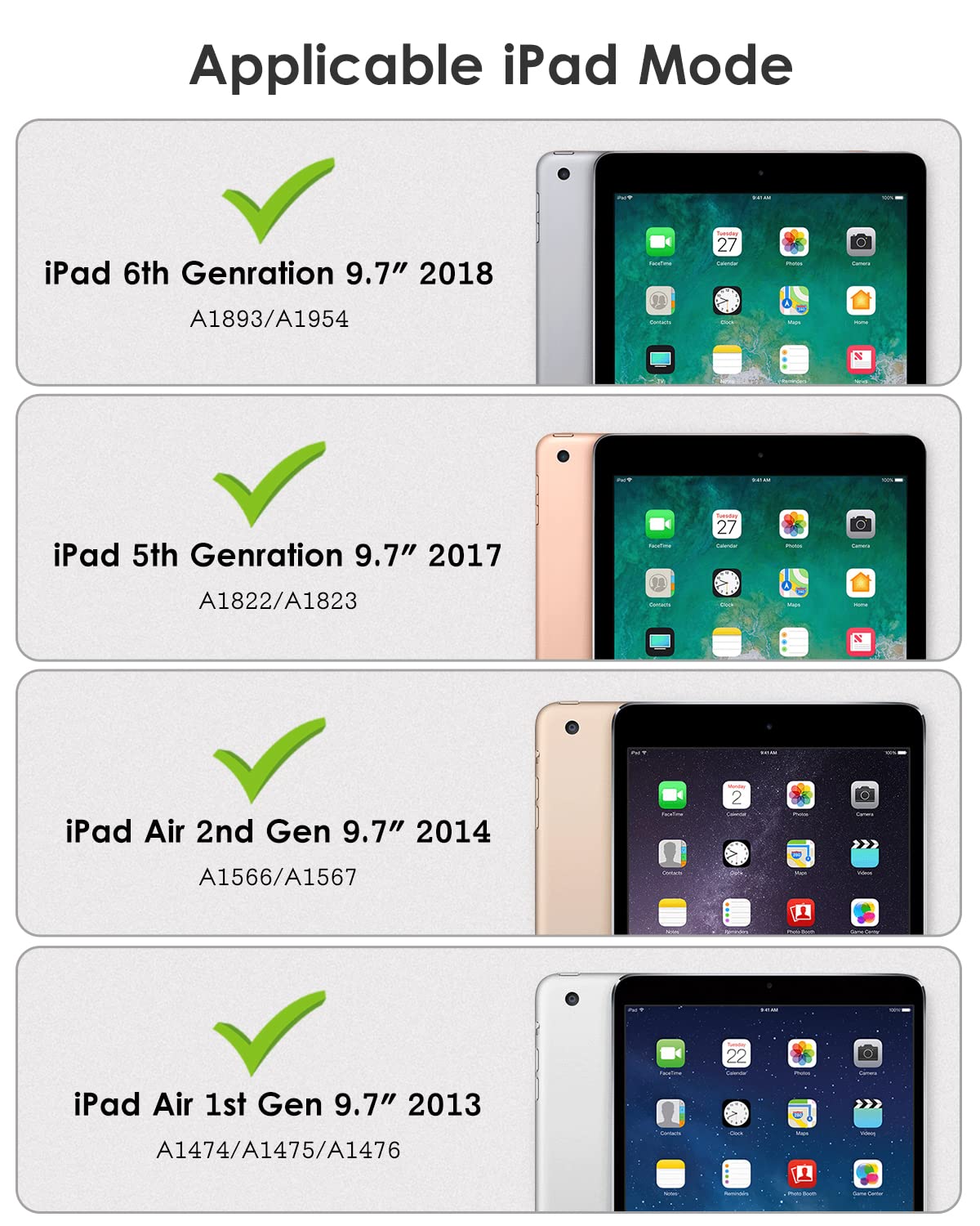 VIKESI Clear Back Smart Case for iPad 6th/5th Gen 9.7
