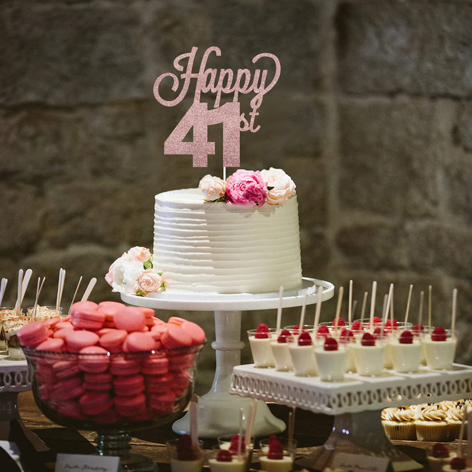 LINGTEER 41st Birthday Cake Topper - Cheers to 41 Years Old Party Decorations for Women & Men - Perfect for Birthday Cakes, Cupcakes, and Dessert Table Centerpieces