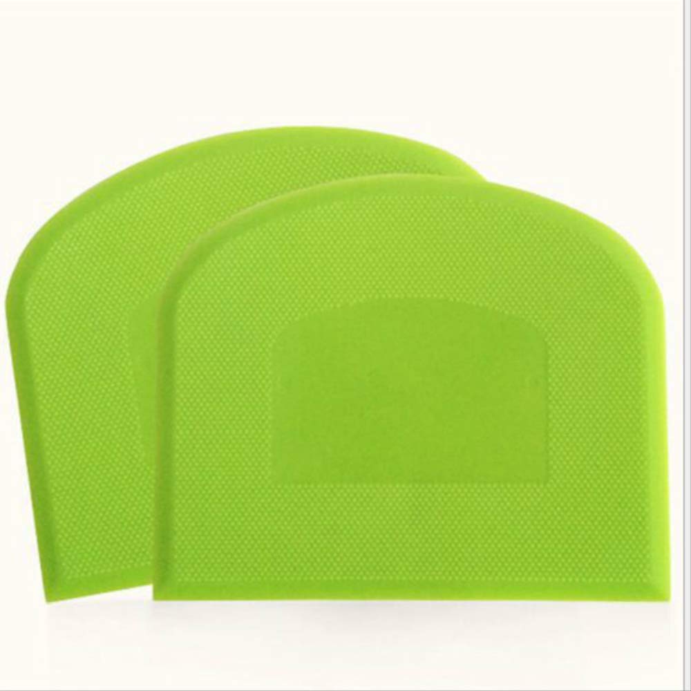 MIYVI 2-Pack Plastic Dough Scraper & Bowl Scraper Set - Food Safe, Flexible Baking Tools for Kneading Bread, Cake Dough & Fondant Icing - Perfect for Home Bakers & Professional Kitchens (Green)