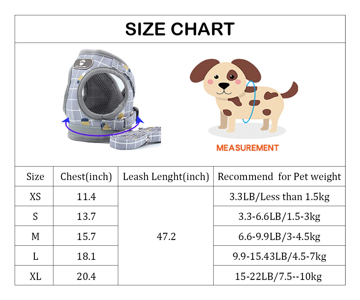 HELX Reflective Small Dog Harness & Cat Harness with Leash - Adjustable Pet Vest for Puppies, Walking, Training & Night Safety