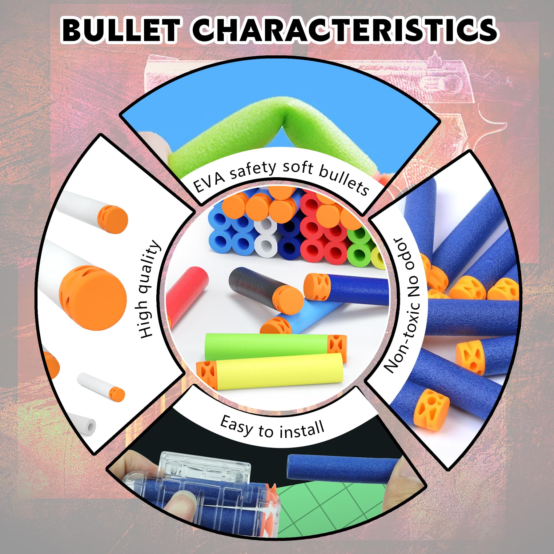 BOROLA 100Pcs Soft Hollow Foam Refill Waffle Darts - Compatible with Nerf Elite Series Blasters - Perfect for Nerf Battles, Target Practice & Indoor/Outdoor Play