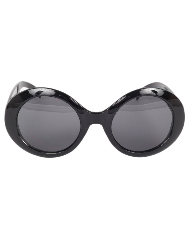 70s Black Mod Tinted Sunglasses - Vintage Retro Round Frame Shades for Men & Women - Perfect for Music Festivals, Beach Days and Fashion Statements