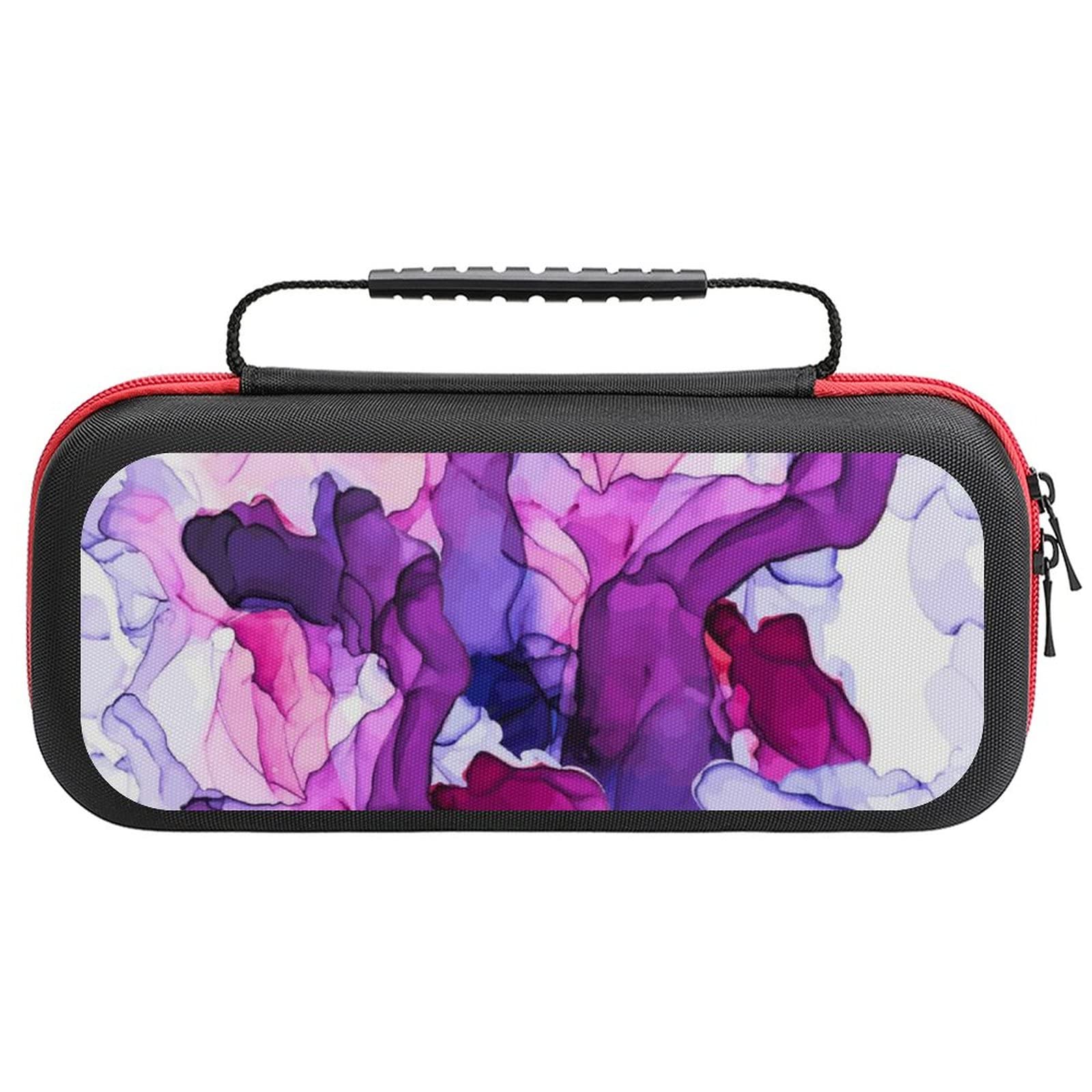 FunnyStar Pink Alcohol Ink Purple Carrying Case for Nintendo Switch - Protective Shell Storage Handbag - Perfect for Travel, Gaming Parties & On-the-Go Protection
