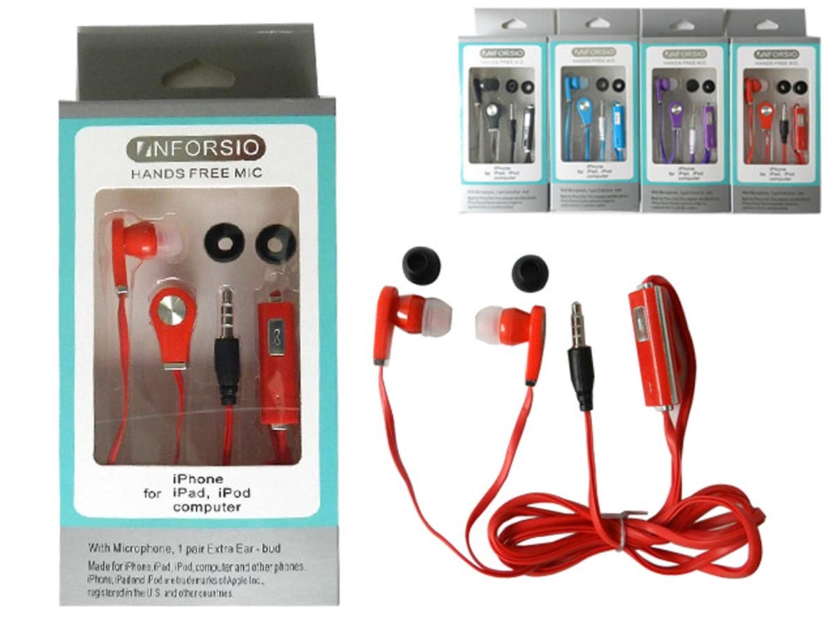Family Maid 2337073 3.4 ft. Hands-Free Earbuds with Mic - 24 Pack Color Variety for Office, Gym & Travel | Affordable Bulk Headphones for Business & Personal Use